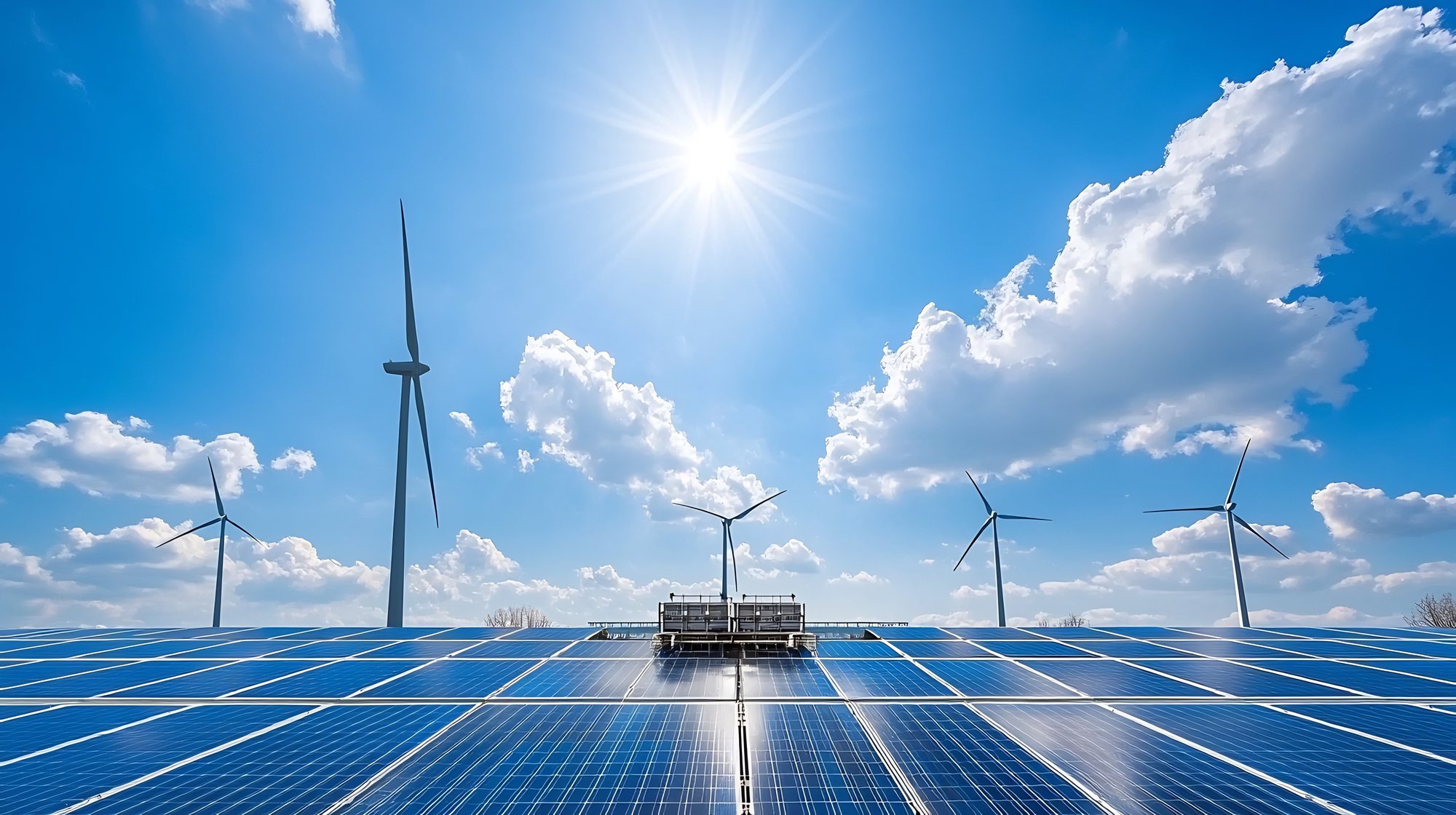 les cellules solaires et les éoliennes