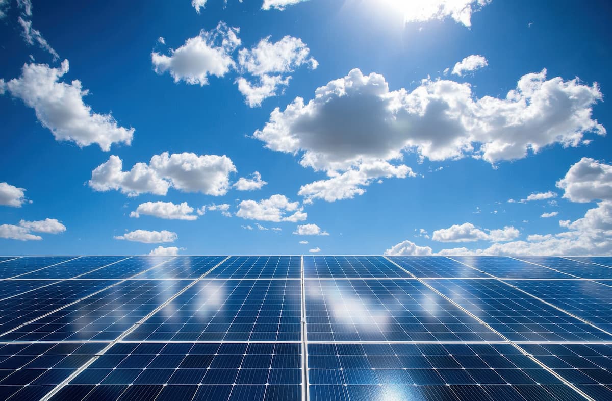 panneaux solaires et nuages