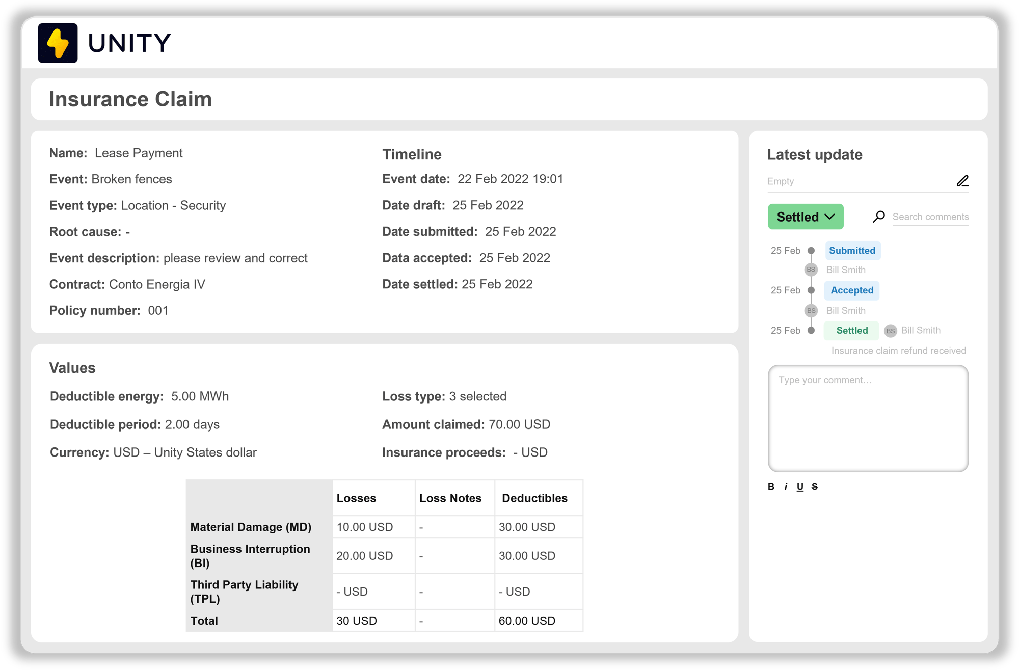 Gestion des risques et des incidents – demande d'indemnisation