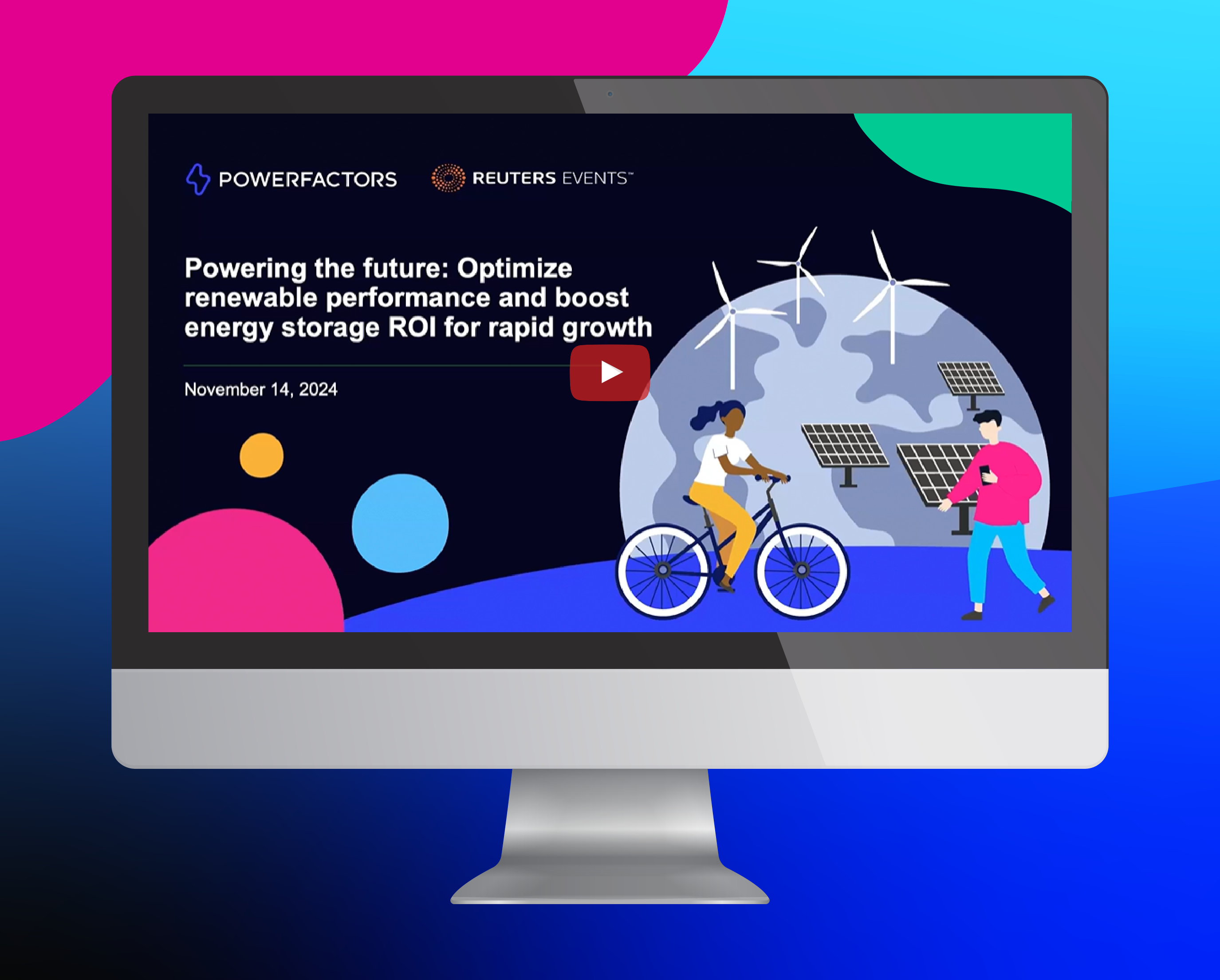 illustration d'un ordinateur portable ouvert présentant un webinaire avec 4 photos d'intervenants ci-dessous
