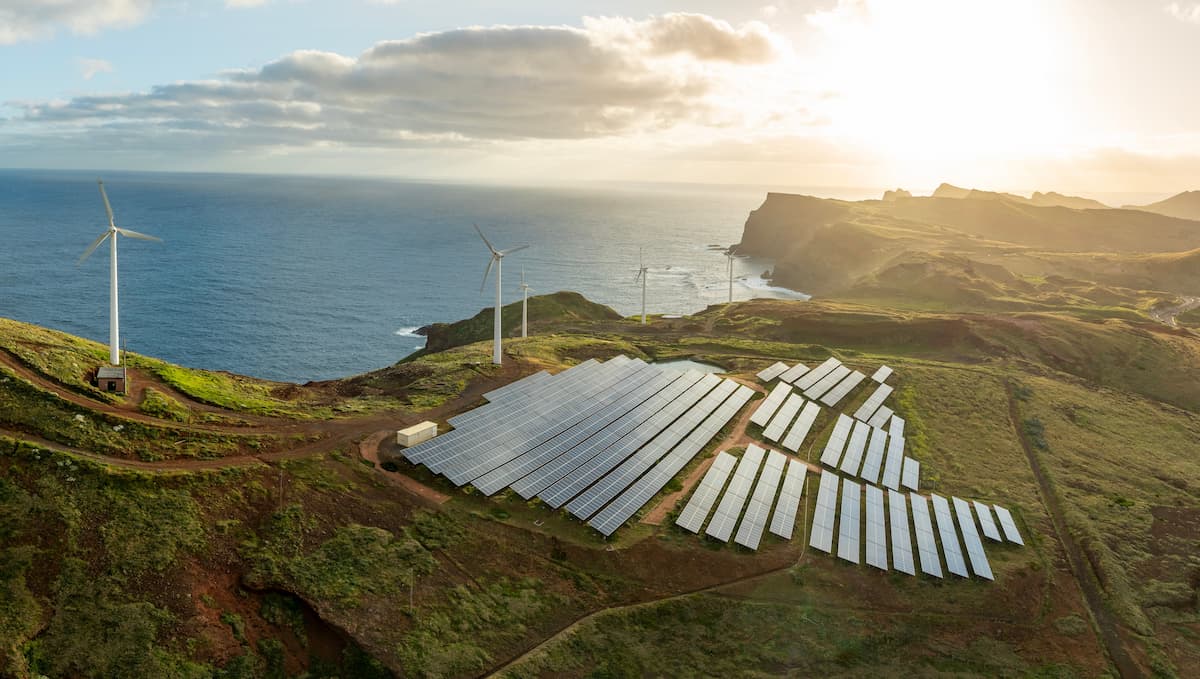wind and solar on the shore