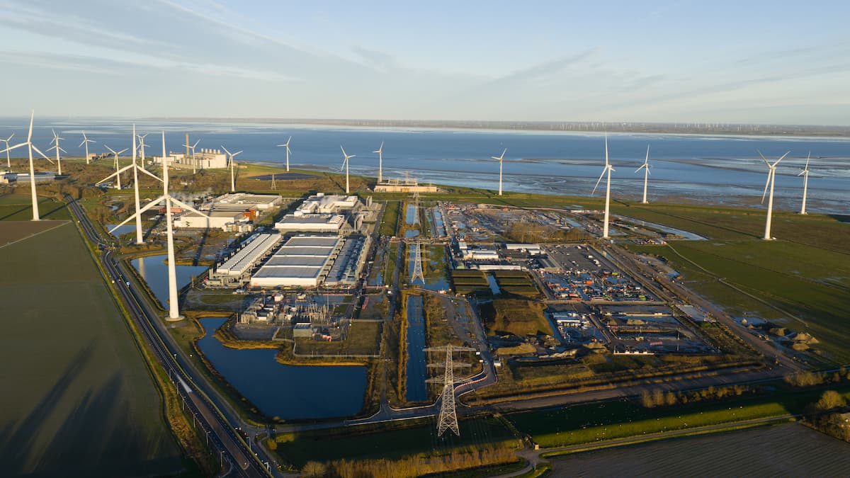data center and wind turbines