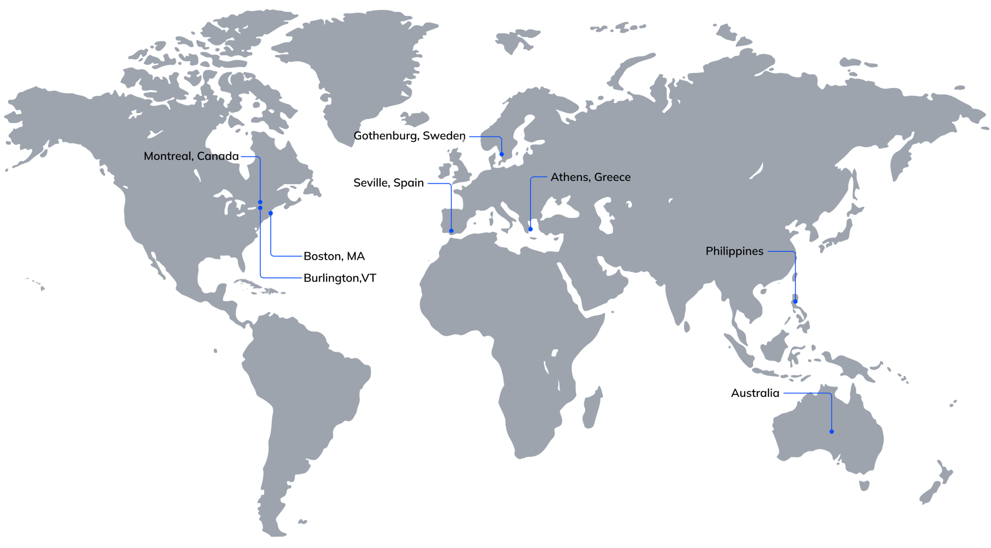 Map showing the Power Factors global presence 